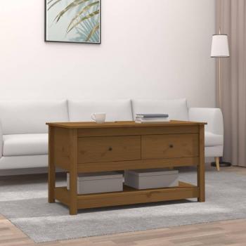 Mesa de centro de madera maciza de pino marrón miel 102x49x55 cm, mesita de salón o comedor o auxiliar, mesa de café
