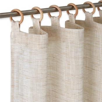 Pack 2 Cortinas Semitransparentes Beige Confeccionadas con Anillas de Madera 140x260 cm
