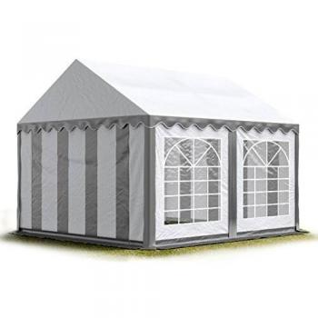 Carpa para fiestas TOOLPORT 4x4 m, lona PVC 700 N, impermeable, color gris-blanco