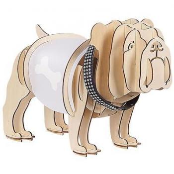 Lámpara de Mesa DOUCE en Forma de Perro con Base de Contrachapado y Pantalla de Tela Blanca, Diseño Moderno y Contemporáneo
