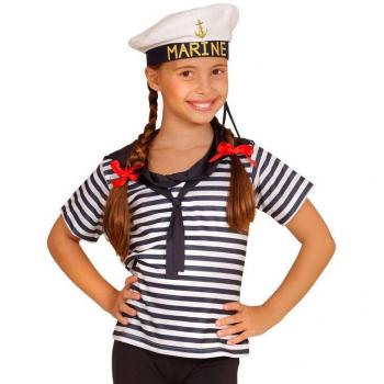 Widmann Disfraz o Kit Marinero Clásico a Rayas Infantil: Camiseta y Gorra