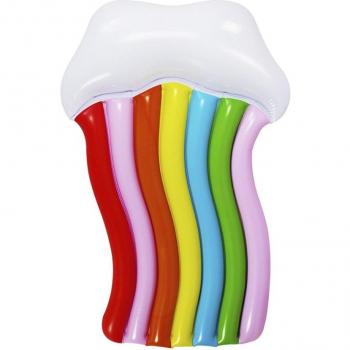 Colchoneta hinchable con forma de nube y arcoiris