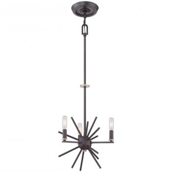 Lámpara Colgante Carnegie de Techo 3 Luces en Bronce Occidental E14 31,8 cm