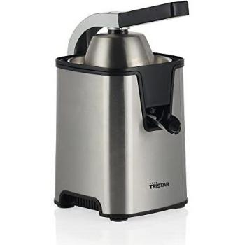 Tristar CP-3009 Exprimidor de cítricos, vertido directo, 2 conos de presión de tamaño diferente, 2 filtros para pulpa, palanca de prensado, carcasa de acero inoxidable, antigoteo, 350 W