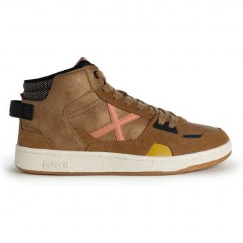 Zapatillas casual de mujer Munich Dome marrón con cordones, plano - Outlet 2024