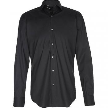 Camisa de hombre slim fit P-HANK negra con mezcla de algodón y fácil planchado, talla 39