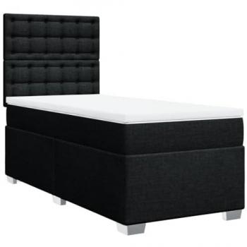 Cama box spring con colchón tela negro 90x200 cm Vidaxl Negro