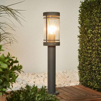 Lámpara de Pilar Lindby Djori, Gris Oscuro, Acero Inoxidable, Ø 10,5 cm, E27, Iluminación Exterior Moderna