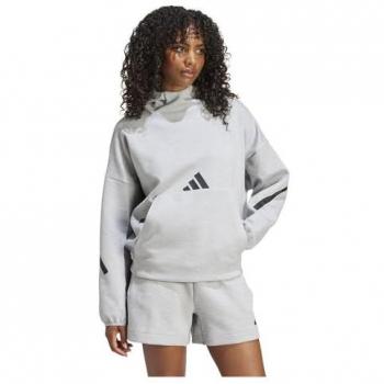 Adidas Z.N.E. Women's Hooded Sweatshirt - Medium Grey Heather - Size XS - Poly Mesh