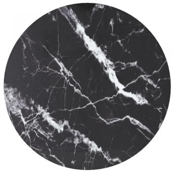 vidaXL Table Top Black Ø30x0.8 cm Tempered Glass with Marble Design