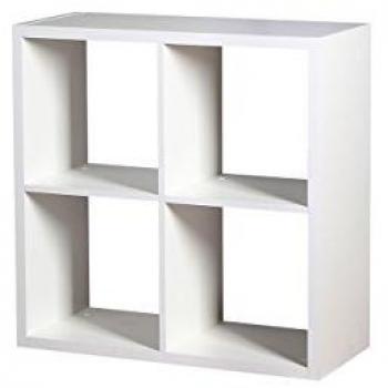 Estantería Bedford A102, Abierta sin pared trasera, Aglomerado laminado, Blanco, 77x77x32cm