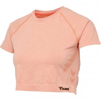 Hummel Women's Cropped Seamless Short Sleeve T-Shirt in Canyon Sunset Melange XL