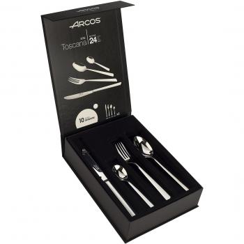 Set de Cubiertos Toscana 24 Piezas, Acero Inoxidable 18/10, Monoblock Una Pieza, Espesor 2.5mm - Arcos Serie 572400
