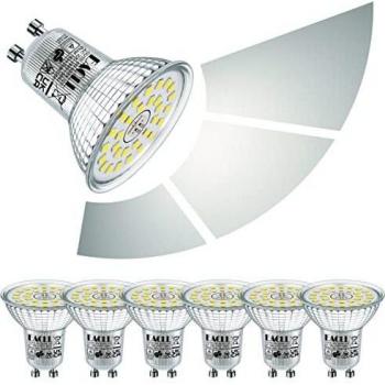 EACLL Bombillas LED GU10 Blanca Fría 6W Regulables de 3 Etapas, Pack de 6. 6000K 635 Lúmenes Reemplaza 85W Halógeno, 3 Brillos, Lámparas Reflectoras 3 en 1, Focos Sin Parpadeo
