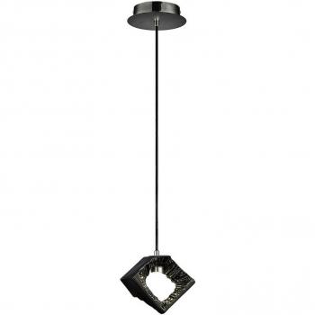 Escultura Salvio cuadrada - Colgante de techo con escultura cuadrada de cerámica, 1 x 3W LED, acabado cromado y negro