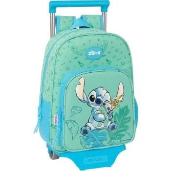 Trolley Aloha Stitch Disney 34cm - Mochila Infantil con Carro, Ideal para Niños de Diferentes Edades, Dimensiones: 26x11x34 cm, Color Turquesa, Cómoda y Versátil,