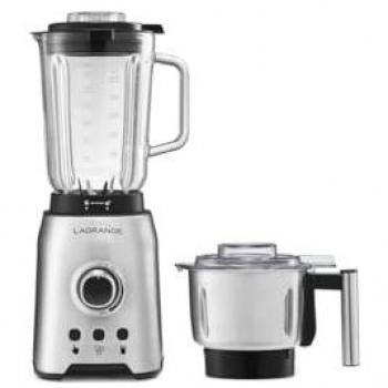 Batidora Lagrange 609010 + Molinillo de Granos Inoxidable - 1200 Watts - 2 Litros - Acero Inoxidable y Vidrio