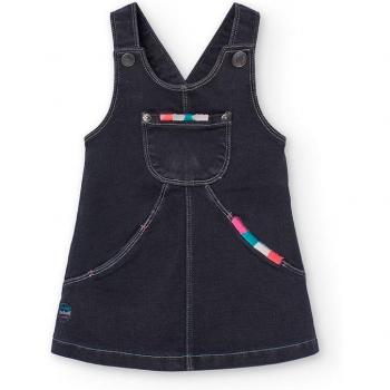 Pichi de niña denim con bolsillo exterior Boboli