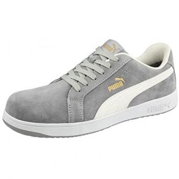 PUMA Safety Shoes Chaussure Basse Iconic Suede S1P 6400 Zapatillas de seguridad unisex antideslizantes, sin metal, tapa de fibra de vidrio, gris, 41 EU