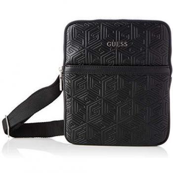 Guess Baldo Mini Flat Crossbody, Backpack Hombre, Black, One Size