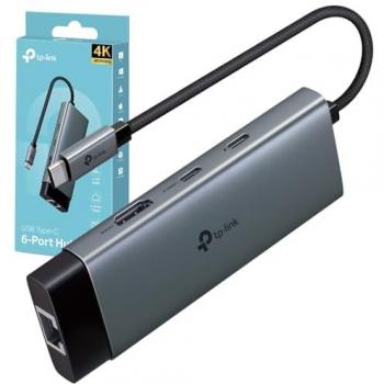 Hub USB Tipo-C TP-Link UH6120C 6 Puertos HDMI y LAN Gris
