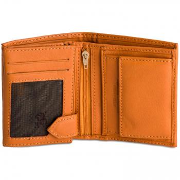 Cartera hombre pequeña vertical en piel para tarjetas Nuvola Pelle Naranja