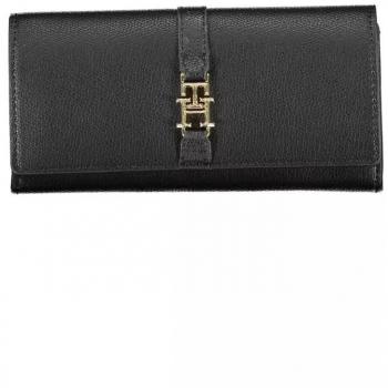 Cartera Elegante Negra con Detalles en Contraste de Tommy Hilfiger, Polietileno, Tamaño Único