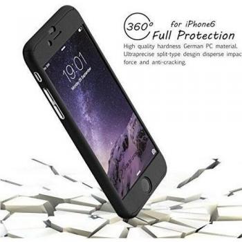 Apple iPhone 6 / 6S Caso resistente de la alta calidad - Negro Híbrido 360° Prueba de Choque Caso Templado Vaso iPhone 6 / 6S - thinkmobile