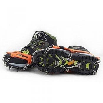 eForCrazy 12 Teeth Claws Non-Slip Crampons Shoe Cover Steel Stainless Chain For Outdoor Walking on Ice Snow Climbing Dig into Terrain Ice,Packed Snow,Wet Rocks,Concrete,Scree