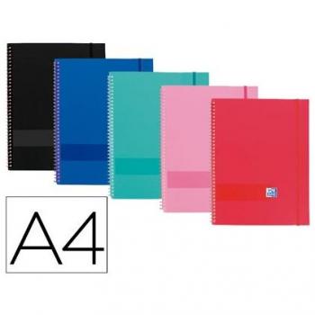 Carpeta Oxford Escaparate DIN A4 con Espiral 30 Fundas Polipropileno con Gomilla Colores Surtidos