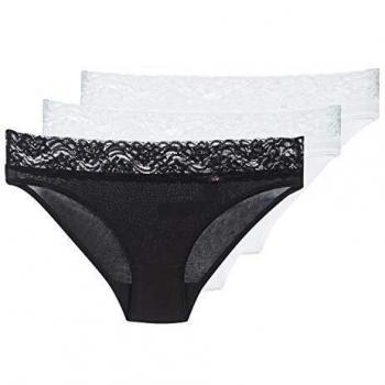 DIM Coton Feminine X4 Culote, Bragas y Otras Mujeres Negro/Blanco - EU 44/46 - Culote y Bragas