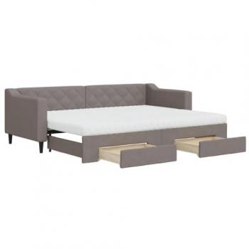 Sofá cama nido con cajones tela gris taupe 80x200 cm