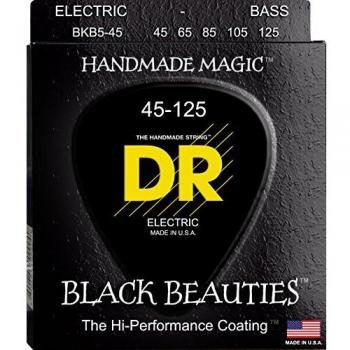 DR Strings Black Beauties K3 Coated Medium 5-String Bass Guitar Strings 45-125