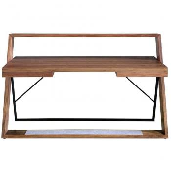 Escritorio oficina madera de nogal y acero negro 176x76x105 cm Angel Cerdá