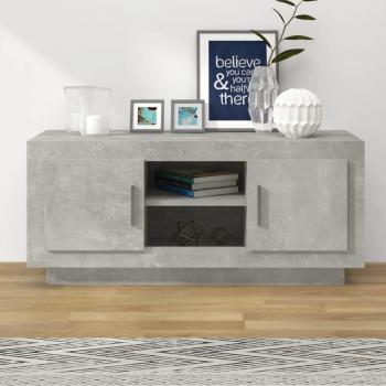 Soporte para TV de hormigón gris y madera multicapa, dimensiones 102x35x45 cm