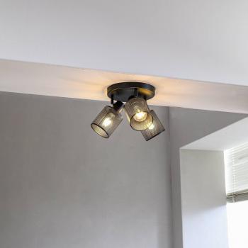 Lindby Stancho Plafón Negro de 3 Luces, Foco Moderno en Metal para Salón y Comedor con E27