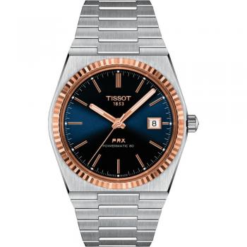Unisex Tissot PRX 40 18ct Automatic Watch - Tissot Prx Gold Watch, 40mm - Blue/Silver - Size: One Size