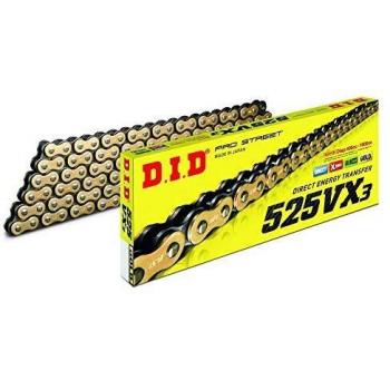 Cadena de transmisión D.I.D 525VX3 X-Ring Dorado 118 eslabones