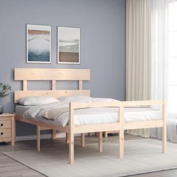 Cama para personas mayores con cabecero de madera maciza 140x190 cm