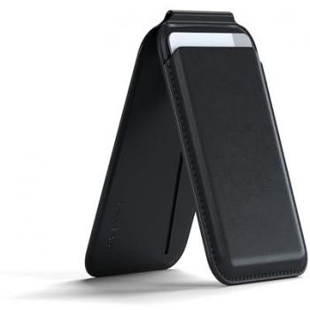Satechi Black Vegan Leather Magnetic Wallet Stand for Smartphones