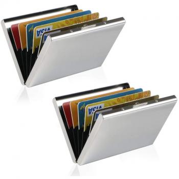 URAQT Tarjetero para Tarjetas de Crédito/Visita/Monedero/Lucha contra RFID Scanning – Genial–Funda Fina de Metal para Tarjetas de Visita Argent2