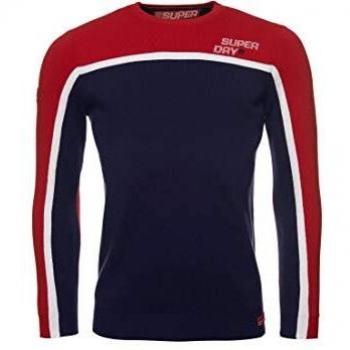 Superdry Hombre Jersey de Cuello Redondo Downhill Slalom Azul Marino Oscuro XXL