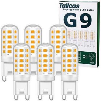 Bombilla LED G9 5W, Blanco Calido 3000K, Sin Estroboscópico, LED Equivalente a la Bombilla Halógena de 50W, 500LM, AC220-240V, No Regulable, Ángulo de Luz de 360°, Paquete de 6