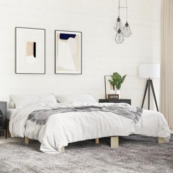 Cama Sonoma de roble 160x200 cm, estructura de madera de ingeniería y metal multicapa