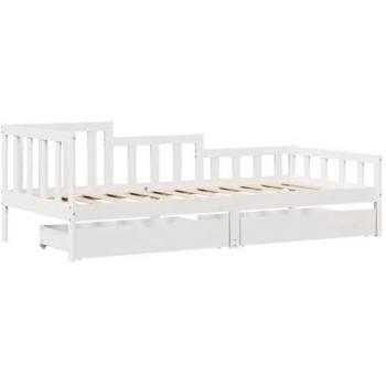 Sofá cama con cajones de madera maciza de pino blanco 90x200 cm