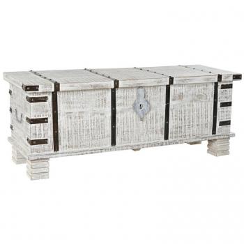 Arcón DKD Home Decor Metal Blanco Madera de Mango (116 x 40 x 45 cm)