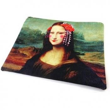 Bolsa de cosméticos 'La Joconde Relookée'verde marrón - 23x17 cm.