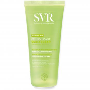 SVR Sebiaclear Anti-Imperfections Cleansing Gel 200ml - A purifying, unclogging soap-free foaming gel cleanser formulated with salicylic acid, designed for oily, acne-prone, and combination skin