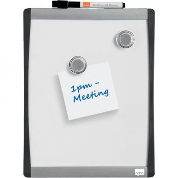 Nobo Mini Pizarra Magnética con Marco Arqueado 215x280 - Elegante Diseño Plateado y Negro