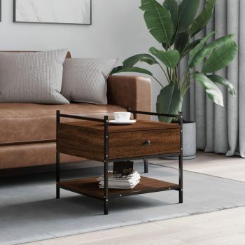 Mesa de centro de madera de ingeniería 50x50x50 cm en color negro, roble sonoma y roble ahumado, ideal para salón o comedor, también conocida como mesita auxiliar o mesa de café